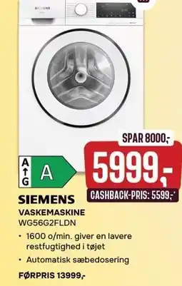 Skousen SIEMENS VASKEMASKINE tilbud
