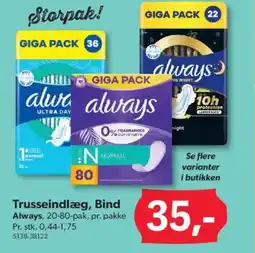 BigDollar ALWAYS Trusseindlæg, bind tilbud
