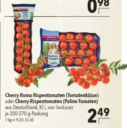 Citti Cherry Roma Rispentomaten (Tomatenküsse) oder Cherry-Rispentomaten (Paline Tomaten) aus Deutschland, KI.I, von Sanlucar tilbud