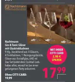 Citti Nachtmann Gin & Tonic Gläser mit Glastrinkhalmen tilbud