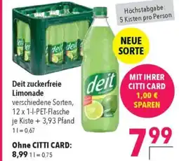 Citti Deit zuckerfreie Limonade verschiedene Sorten, tilbud