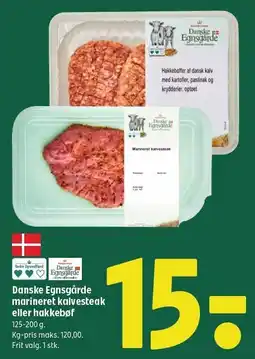 Coop 365 Danske Egnsgårde marineret kalvesteak eller hakkebøf tilbud