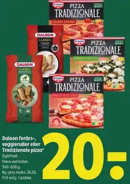 Coop 365 Daloon forårs-, veggieruller eller Tradizionale pizza tilbud