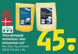 Coop 365 Thise økologisk vesterhavs- eller midsommer ost tilbud
