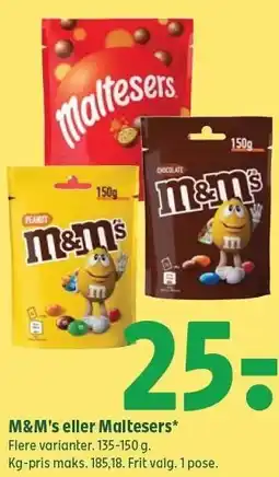 Coop 365 M&M's eller Maltesers tilbud