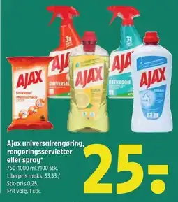 Coop 365 Ajax universalrengøring, rengøringsservietter eller spray tilbud