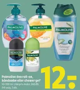 Coop 365 Palmolive deo roll-on, håndsæbe eller shower gel tilbud