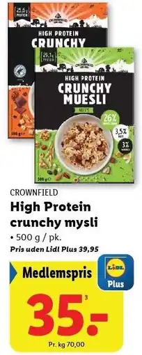 Lidl CROWNFIELD High Protein crunchy mysli tilbud