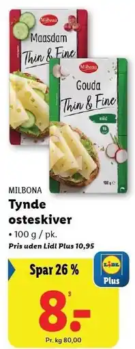 Lidl MILBONA Tynde osteskiver tilbud