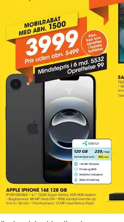 Expert APPLE IPHONE 16E 128 GB I tilbud