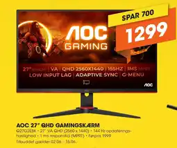 Expert AOC 27" QHD GAMINGSKÆRM tilbud