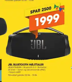 Expert JBL BLUETOOTH HØJTTALER JBLBOOMB3BK Bluetooth 5.3 Batteritid: tilbud