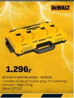 Bygma DEWALT 18 V/54 V HURTIGLADER - DCB104 tilbud