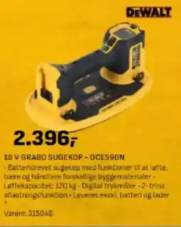 Bygma DEWALT 18 V GRABO SUGEKOP - DCESSON tilbud