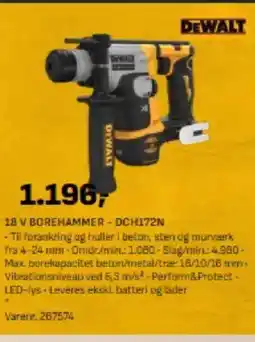 Bygma DEWALT 18 V BOREHAMMER-DCH172N tilbud