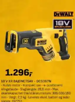Bygma DEWALT 18V 18 VXR BAJONETSAV - DCS367N tilbud