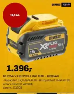 Bygma DeWALT 18 V/54 V FLEXVOLT BATTERI - DC8548 tilbud