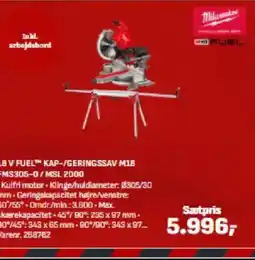 Bygma 18 V FUEL™ KAP-/GERINGSSAV M18 FMS305-0/MSL 2000 tilbud