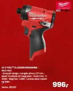 Bygma 12 V FUEL™ SLAGSKRUEMASKINE - M12 FID2 tilbud