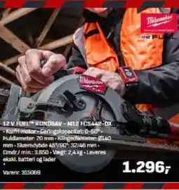 Bygma 12 V FUEL RUNDSAV-M12 FCS442-0X tilbud