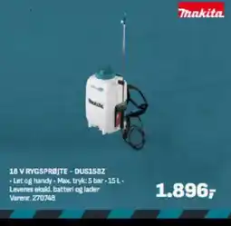 Bygma Thakita 18 V RYGSPRØJTE - DUS158Z tilbud