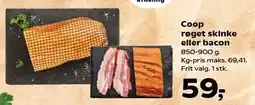 SuperBrugsen Coop røget skinke eller bacon tilbud