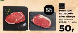 SuperBrugsen PremiuM entrecote eller ribeye tilbud