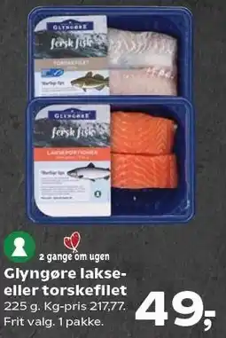 SuperBrugsen Glyngøre lakse- eller torskefilet tilbud