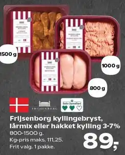 SuperBrugsen Frijsenborg kyllingebryst, lårmix eller hakket kylling 3-7% tilbud