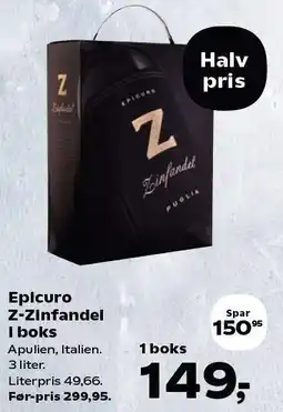 SuperBrugsen Epicuro Z-Zinfandel i boks tilbud