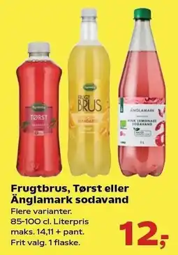 SuperBrugsen Frugtbrus, Tørst eller Änglamark sodavans tilbud