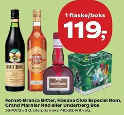 SuperBrugsen Fernet-Branca Bitter, Havana Club Especiel Rom, Grand Marnier Rød eller Underberg Box tilbud