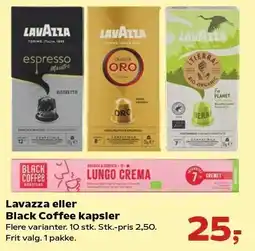SuperBrugsen Lavazza eller Black Coffee kapsler tilbud