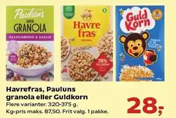 SuperBrugsen Havrefras, Pauluns granola eller Guldkorn tilbud
