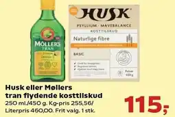 SuperBrugsen Husk eller Møllers tran flydende kosttilskud tilbud