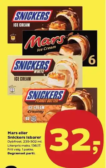Kvickly Mars eller Snickers isbarer tilbud
