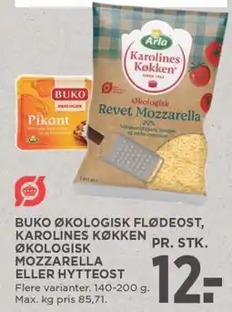 MENY BUKO ØKOLOGISK FLØDEOST, KAROLINES KØKKEN ØKOLOGISK MOZZARELLA ELLER HYTTEOST tilbud