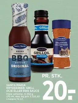 MENY SANTA MARIA KRYDDERIER, GRILL OLIE ELLER BBQ SAUCE tilbud