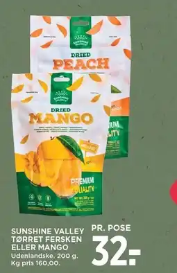 MENY SUNSHINE VALLEY TØRRET FERSKEN ELLER MANGO tilbud