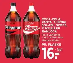 MENY COCA-COLA, FANTA, TUBORG SQUASH, SPRITE, FUZE ELLER RAMLÖSA tilbud