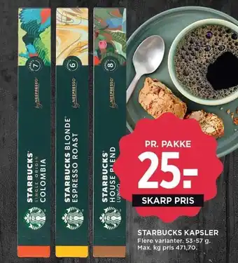 MENY STARBUCKS KAPSLER tilbud