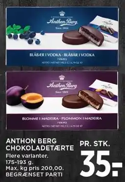 MENY ANTHON BERG CHOKOLADETÆRTE tilbud