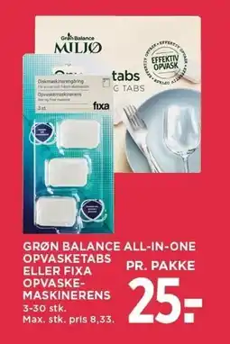 MENY GRØN BALANCE OPVASKETABS ELLER MASKINERENS tilbud