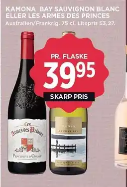 MENY KAMONA BAY SAUVIGNON BLANC ELLER LES ARMES DES PRINCES tilbud