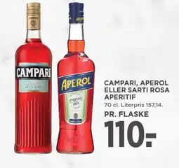 MENY CAMPARI, APEROL ELLER SARTI ROSA APERITIF tilbud