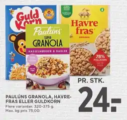 MENY PAULUNS GRANOLA, HAVRE FRAS ELLER GULDKORN tilbud