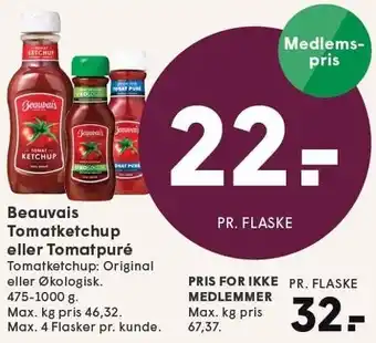 SPAR Beauvais Tomatketchup eller Tomatpuré tilbud