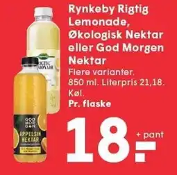 SPAR Rynkeby Rigtig Lemonade, Økologisk Nketar eller God Morgen Nektar tilbud