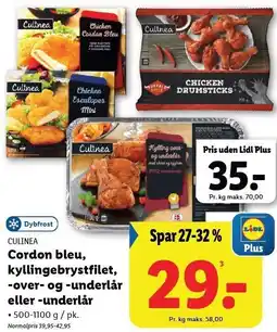 Lidl Cordon bleu, kyllingebrystfilet, -over- og -underlår eller -underlår tilbud