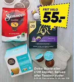 Bilka Dolce Gusto eller L'OR kapsler, Senseo eller Tassimo puder tilbud